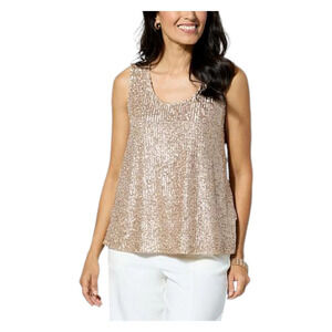 WynneCollection Sequin Knit Tank Champagne - Regular